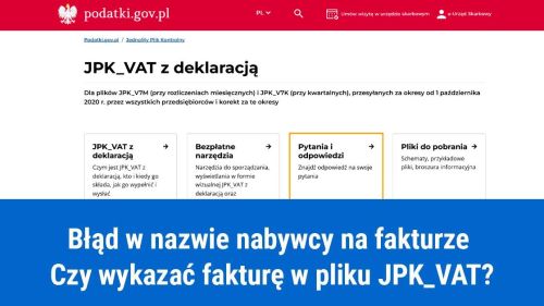 Błędna nazwa odbiorcy, czy wykazać fakturę w JPK?