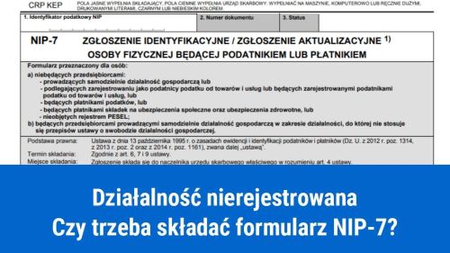 Formularz NIP-7 przy działalności nierejestrowanej