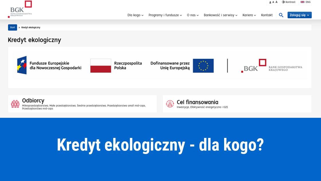 kredyt ekologiczny dla firm dotacje