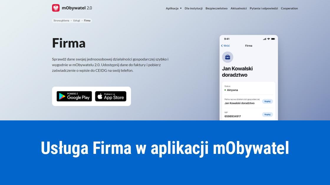 Usługa Firma w aplikacji mObywatel