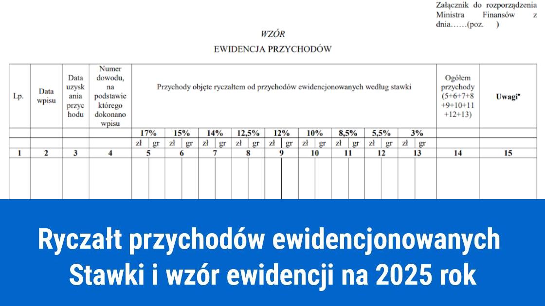 Wzór ewidencji przychodów dla ryczałtu na 2025 rok