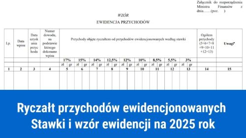 Wzór ewidencji przychodów dla ryczałtu na 2025 rok