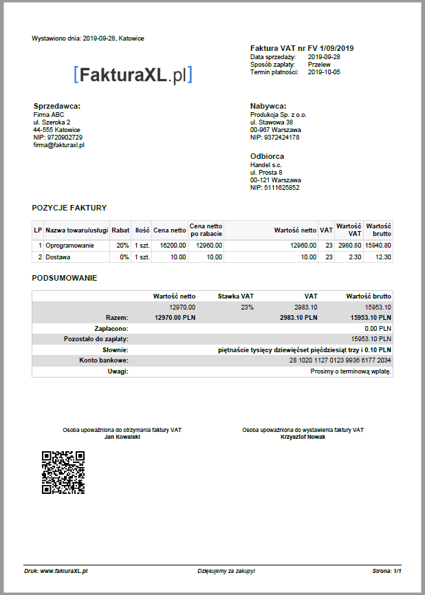 faktura vat wzór