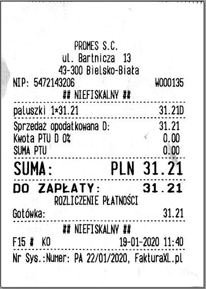 paragon wzór